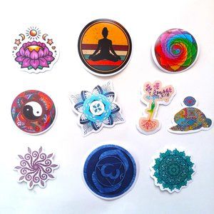 10 Yoga Mandala Stickers Lot Namaste Meditation Chakras Pilates